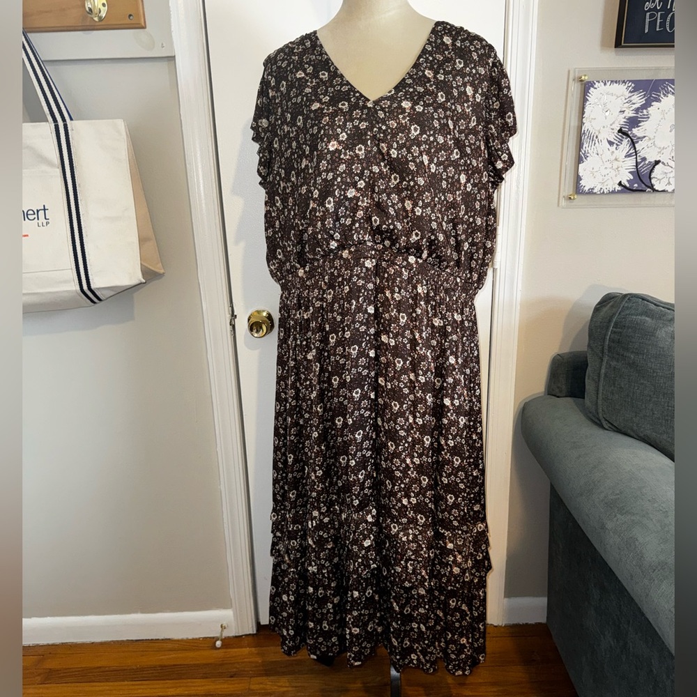 Women’s brown floral dress by Lane Bryant